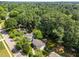 Aerial view of a home surrounded by lush green trees and neighboring properties, offering a peaceful setting at 3620 Arrowwood Dr, Raleigh, NC 27604