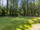Lush, green backyard with mature trees providing shade and a serene, natural setting at 3620 Arrowwood Dr, Raleigh, NC 27604