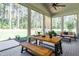 Inviting screened porch with dining and lounging areas overlooking the backyard at 476 Mollie Meadow Dr, Zebulon, NC 27597