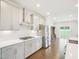 Modern kitchen with stainless appliances, white quartz countertops, and a decorative backsplash at 514 Bonville Ct, Fuquay Varina, NC 27526