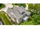 An aerial view of the rear of this home showcasing the spacious deck at 98102 Drummond, Chapel Hill, NC 27517