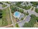 Aerial view of the community pool, playground, and clubhouse, perfect for recreation and leisure at 1008 Justice Walk Ave, Morrisville, NC 27560