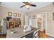 Multipurpose craft room featuring neutral walls, ceiling fan, and open design at 108 Cedarwood Dr, Louisburg, NC 27549