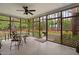 Spacious screened-in porch with outdoor seating overlooking the backyard, perfect for relaxation and enjoying nature at 108 Cedarwood Dr, Louisburg, NC 27549