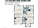 Second floor floorplan featuring a main bedroom, laundry, three additional bedrooms and three bathrooms at 1101 Hazelmist Dr, Youngsville, NC 27596