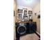 Functional laundry room with modern washer and dryer, stylish decor, and ample storage space at 1254 Salters St, Burlington, NC 27215