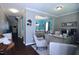 Comfortable living room featuring hardwood floors, gray walls and an office space at 1254 Salters St, Burlington, NC 27215