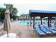 Large outdoor swimming pool with several lounge chairs and umbrellas on the pool deck at 1254 Salters St, Burlington, NC 27215