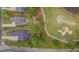 Beautiful aerial view of homes located next to a manicured golf course and pond at 14 Duck Bill Trl, Pittsboro, NC 27312