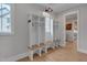 Functional mudroom with built-in storage and bench at 14 Duck Bill Trl, Pittsboro, NC 27312