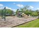 Community playground area featuring a playset with slides, swings, and a picnic area nearby at 2317 Colony Woods Dr, Apex, NC 27523
