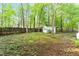 Scenic backyard showcasing a storage shed and wooded surroundings at 2612 Wade Hampton Rd, Hillsborough, NC 27278