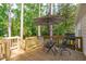 Inviting wooden deck with outdoor seating, ideal for entertaining and enjoying the backyard at 3 Haggis Ct, Durham, NC 27705