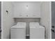 Bright laundry room with washer, dryer, and white cabinets at 3 Haggis Ct, Durham, NC 27705