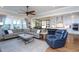 Open-concept living area with a large sectional sofa, fireplace and open access to a large kitchen at 3128 Mountain Hill Dr, Wake Forest, NC 27587