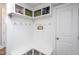 Mudroom includes built-in seating, hooks, and overhead storage, maximizing organization at 3128 Mountain Hill Dr, Wake Forest, NC 27587