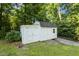 Charming backyard shed with double doors, offering ample storage and a peaceful retreat at 418 S West St, Cary, NC 27511