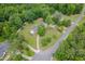 An aerial view reveals the mature trees surrounding the homes in this neighborhood at 4605 Malor Dr, Wake Forest, NC 27587