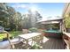 Relaxing outdoor deck with comfortable seating and shaded dining space at 4701 Governor Hunt St, Efland, NC 27243