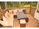 Comfortable screened porch with wood flooring and stylish patio furniture for outdoor relaxation at 474 Ashpole Trl, Clayton, NC 27520