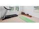 Exercise room with treadmill, rowing machine, and large windows for natural light at 7801 Charters End St, Willow Springs, NC 27592