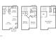 Detailed floor plan showcasing the layout of all three stories of the home at 8610 Neuse Landing Ln # 103, Raleigh, NC 27616