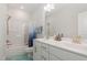 Bathroom featuring a double sink vanity with tub and shower combo at 1016 Matterhorn Dr, Fuquay Varina, NC 27526