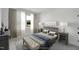 Bright bedroom with neutral tones, featuring a large window and stylish furnishings at 104 W Fountainhead Ln, Garner, NC 27529