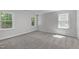 Neutral bedroom with cozy carpet, three windows offering lots of light, and a blank canvas at 11817 Coachmans Way, Raleigh, NC 27614
