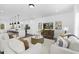 Open concept living space with neutral furniture, white walls, wood floors and island seating at 142 Benson Village Dr # 82, Benson, NC 27504