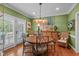 Cozy dining room featuring a round table, rattan chairs, and a door to the outside at 1813 Carrington Dr, Raleigh, NC 27615