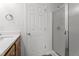 Bathroom featuring walk-in shower, vanity, and tile floor at 185 Keller Dr, Clayton, NC 27520
