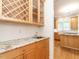 Kitchen with granite countertops and glass cabinetry at 203 Chilcott Ln, Apex, NC 27502
