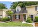 Charming townhome with brick and siding exterior, manicured lawn, and inviting entrance at 2233 Alpine Rd, Durham, NC 27707