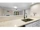 Kitchen view with granite counters, stainless sink with detachable faucet and view to adjoining room at 2233 Alpine Rd, Durham, NC 27707