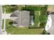 Aerial view displays the roof and backyard featuring a patio at 2361 Rainy Lake St, Wake Forest, NC 27587
