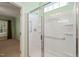 Bathroom features large shower and view into bedroom at 340 Orbison Dr, Cary, NC 27519