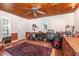 Basement workshop featuring wood ceiling and floors, work benches, and tools at 4020 Gumleaf Dr, Apex, NC 27539