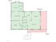 Layout of the home's second story, showing bedrooms, kitchen, living room and screened porch at 4144 Fairport Rd, Kittrell, NC 27544