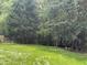 Landscaped backyard featuring vibrant green lawn, partial fence, and a wooded landscape at 431 Mayview Dr, Creedmoor, NC 27522