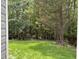 View of lush backyard lawn and mature trees offering a private, wooded setting at 431 Mayview Dr, Creedmoor, NC 27522