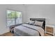 Cozy bedroom featuring a large window, upholstered headboard and coordinating bedside tables at 500 Spruce St, Durham, NC 27703