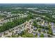 Aerial view showing community amenities near a lake and forested areas at 7612 Vista Del Rey Ln, Raleigh, NC 27613