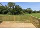 Wooden deck overlooking lawn, trees and blue skies at 81 Coharie Dr, Lillington, NC 27546