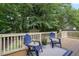 Backyard area with outdoor furniture, fire pit, and view of green trees and yard at 847 E Maple Ln, Fuquay Varina, NC 27526