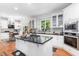 A fully equipped kitchen with stainless steel appliances and a large center island cooktop at 850 N Langdon, Pittsboro, NC 27312