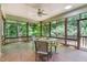 Screened porch with forest view offers a relaxing space for outdoor enjoyment at 850 N Langdon, Pittsboro, NC 27312