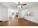 Spacious open-concept layout featuring hardwood floors and easy access to the backyard at 1005 Temple St, Raleigh, NC 27609