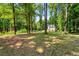 Lush backyard with mature trees creating a serene and natural setting at 10304 Stallion Way, Bahama, NC 27503