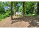 Secluded backyard with mature trees, offering privacy and natural beauty at 10304 Stallion Way, Bahama, NC 27503